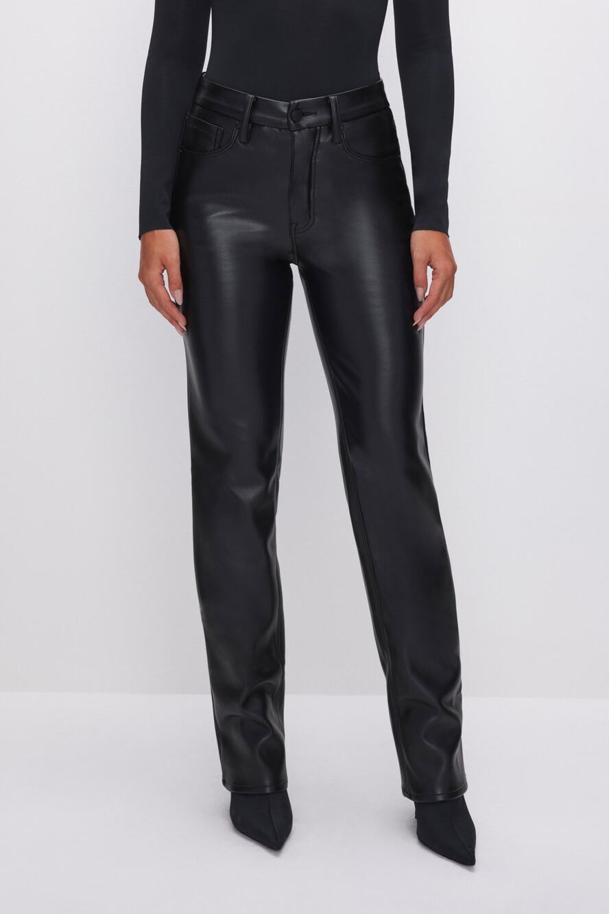 NWOT Good American Faux Leather Micro Bootcut Pants Size 6/28
